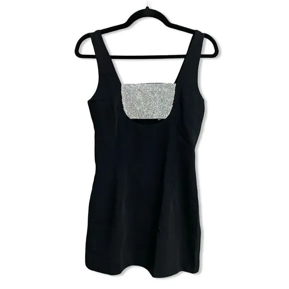 NWT Superdown Dawn Mini Dress Black rhinestone panel cut out Revolve S - Picture 6 of 12